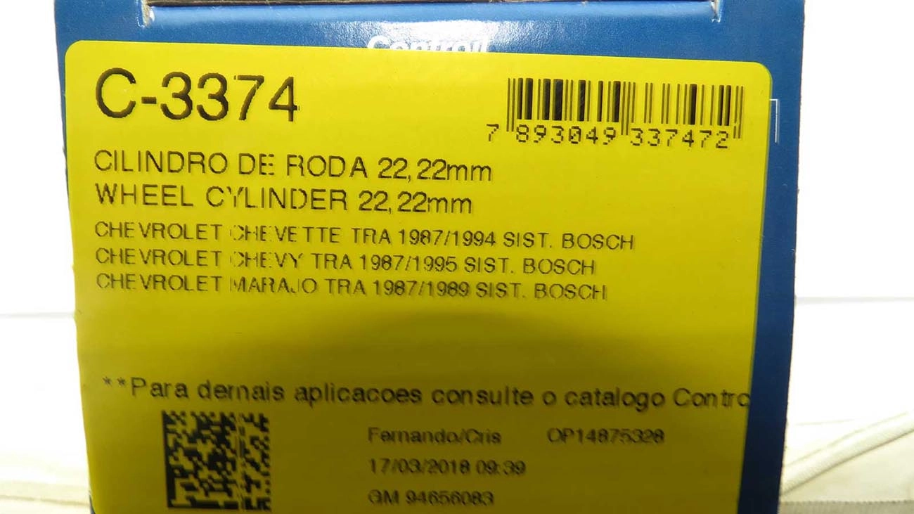 CILINDRO RODA FREIO TRASEIRO LADO DIREITO/ESQUERDO SISTEMA BOSCH TRASEIRA GM CHEVETTE/CHEVY 87/95 7/8 22,22MM