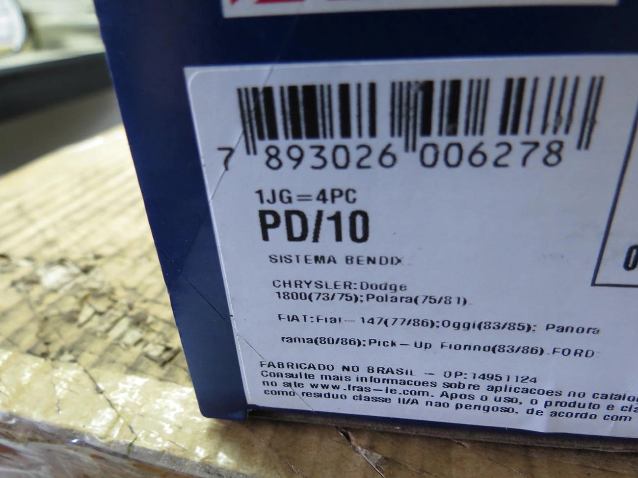 PASTILHA FREIO RODA DIANTEIRA FORD CORCEL/BELINA/DEL REY BENDIX FIAT 147
