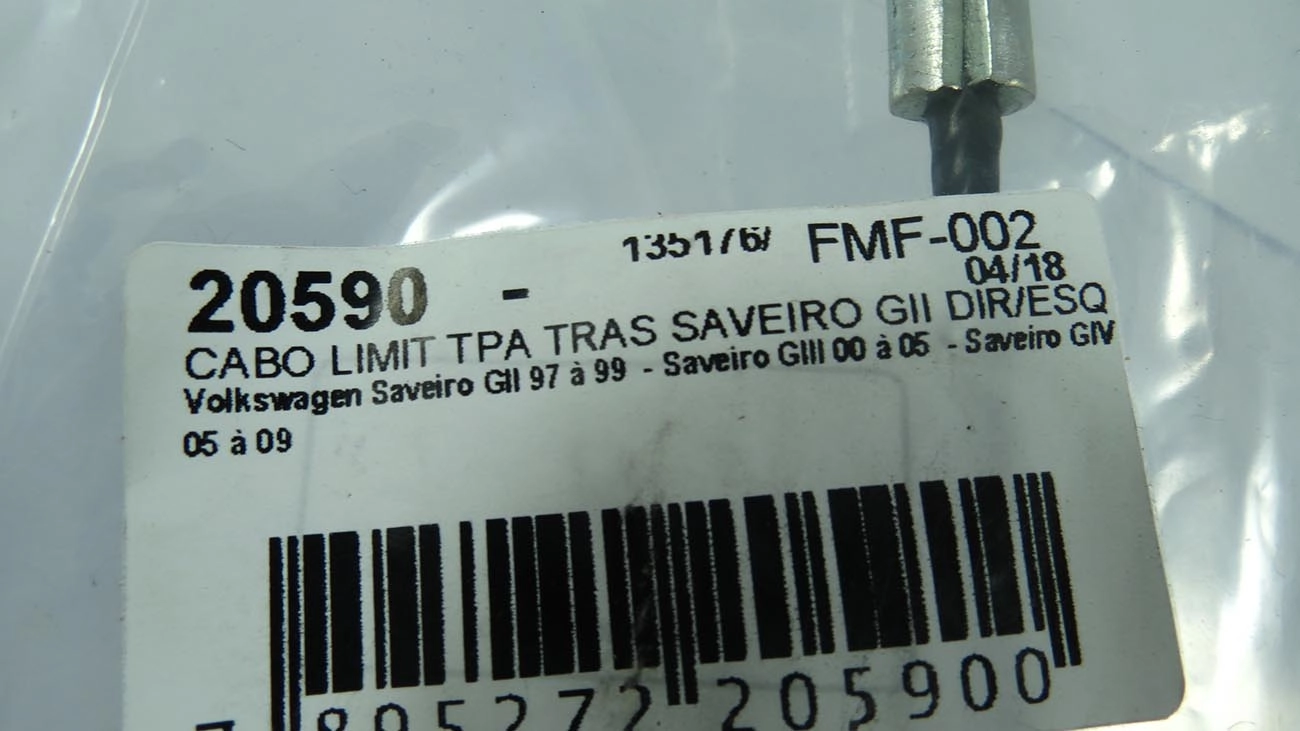 CABO LIMTADOR TAMPA TRASEIRA VW SAVEIRO 97/2010 - CACAMBA
