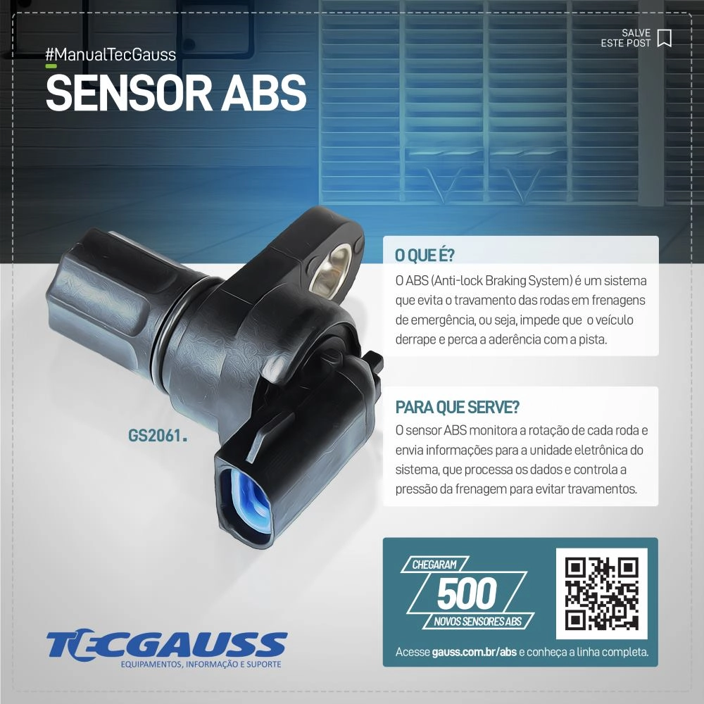 SENSOR ABS DIANTEIRO CITROEN BERLINGO 10/ C4 GRAND PICASSO 06/13 - PEUGEOT 3008/5008/PARTNER