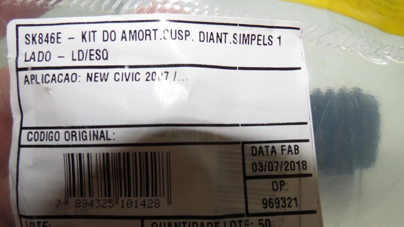 KIT AMORTECEDOR DIANTEIRO ESQUERDO HONDA NEW CIVIC 07/11 - BATENTE E COIFA