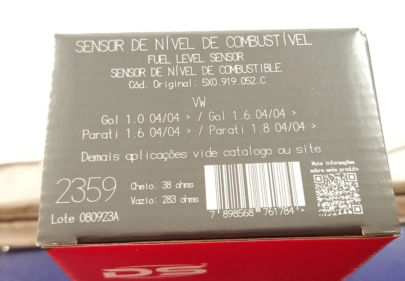 SENSOR/BOIA DE NÍVEL COMBUSTÍVEL VW GOL/PARATI G3 1.0/1.3 2004/ - GOL/PARATI G4 1.0/1.6/1.8 2005/