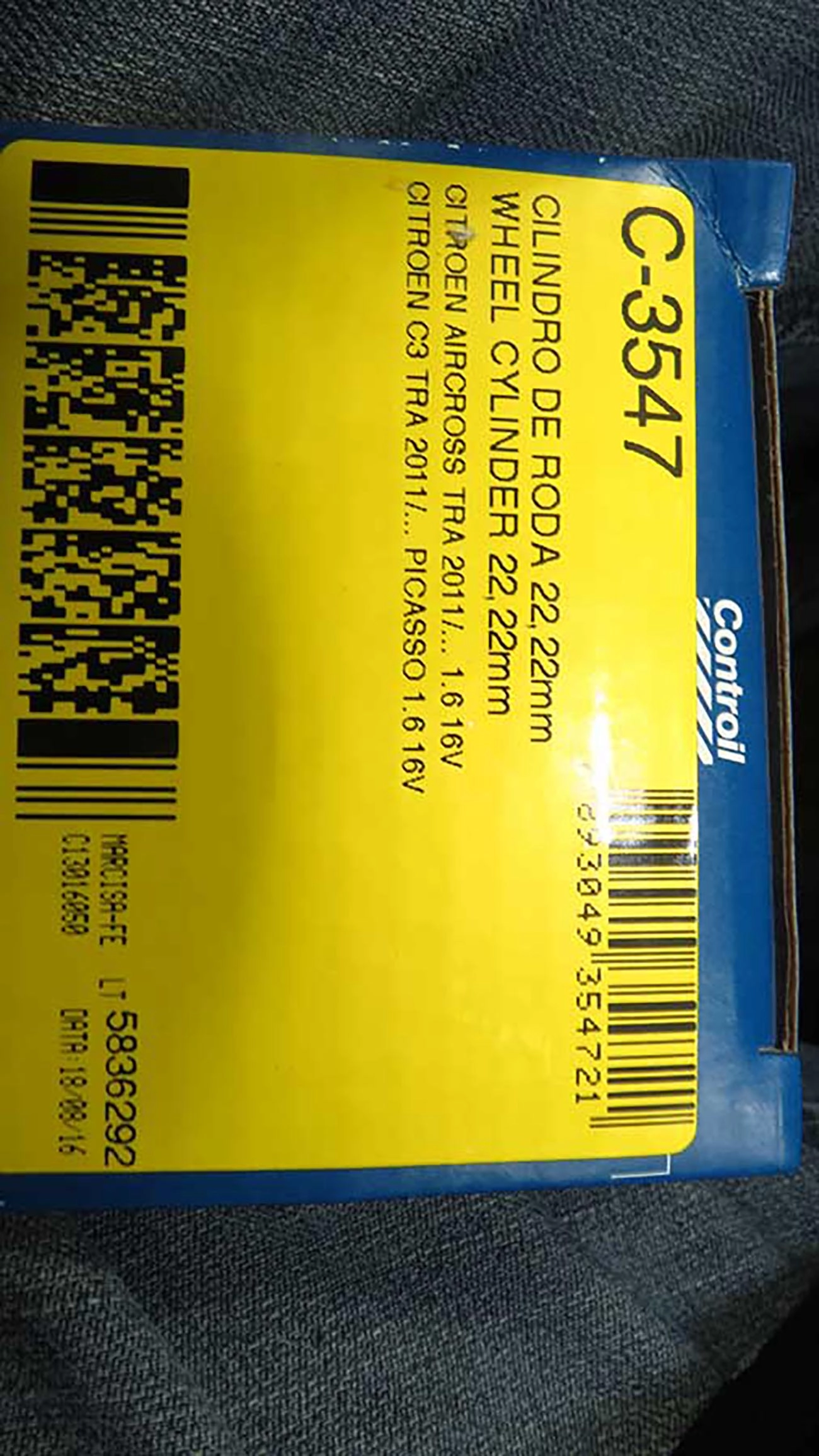 CILINDRO RODA TRASEIRA CITROEN C3/AIRCROSS/PICASSO 1.6 2011/ - 22,22MM