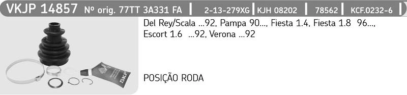 KIT REPARO COIFA HOMOCINÉTICA LADO RODA/CÂMBIO FORD ESCORT/VERONA /92 22X78X104MM