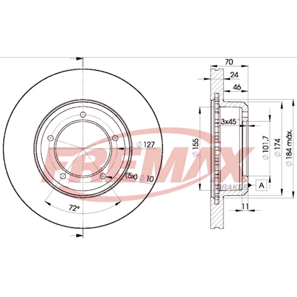 DISCO FREIO DIANTEIRO VENTILADO 298MM LAND ROVER DEFENDER/DISCOVERY 92/11 RANGE 3.9 92/97 V