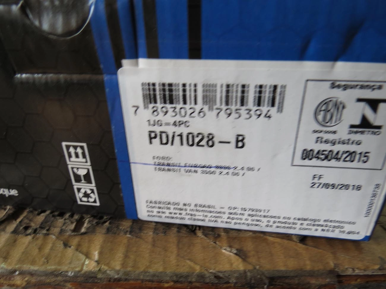 PASTILHA FREIO RODA DIANTEIRA FORD TRANSIT FURGAO 2008/2011 VAN 2008/2014