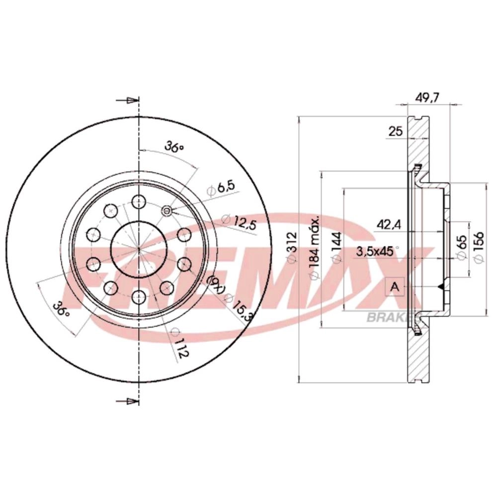 DISCO FREIO DIANTEIRO VENTILADO 312MM 5 FUROS AUDI VW GOLF 2.0 02/12 TIGUAN 09/ PASSAT TURBO 07/