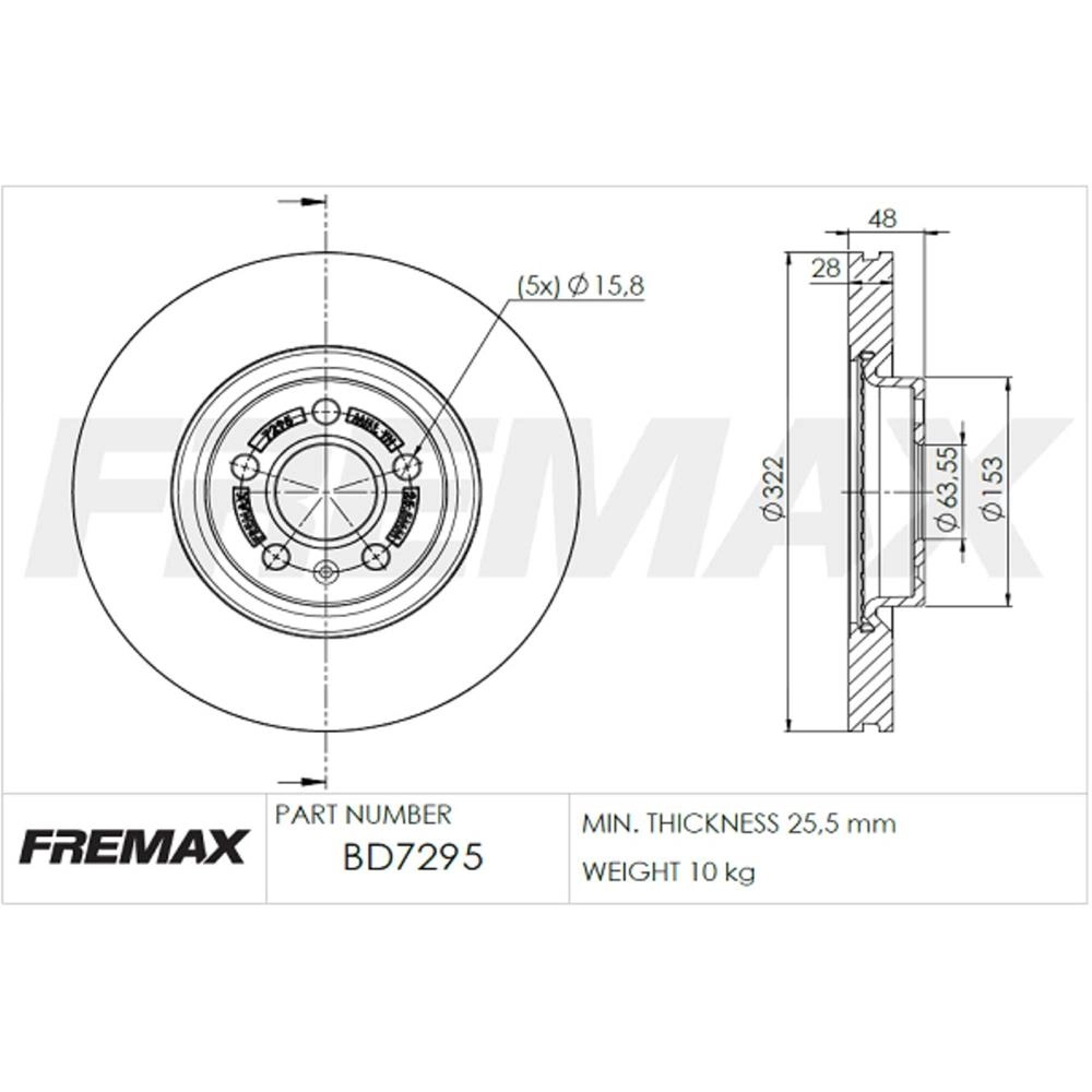 DISCO FREIO DIANTEIRO VENTILADO 322MM VOLVO XC40 2.0 18/20 XC-60 15/21