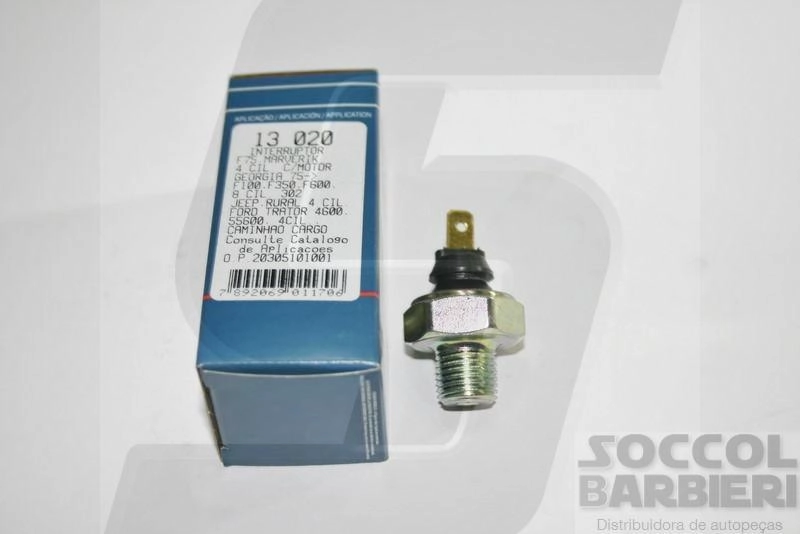 INTERRUPTOR PRESSÃO ÓLEO OLEO FORD WILLYS JEEP/RURAL/F-75/F-100/MAVERICK 4 CIL TRATOR 4600/5600/6600 CARGO FT