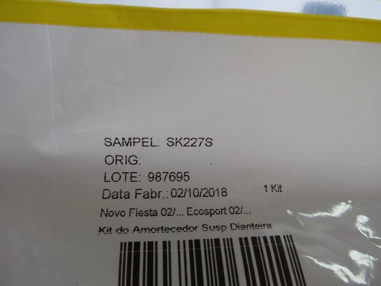 KIT AMORTECEDOR DIANTEIRO FORD NOVO FIESTA 1.0/1.6 02/14 - ECOSPORT 02/12 - BATENTE E COIFA
