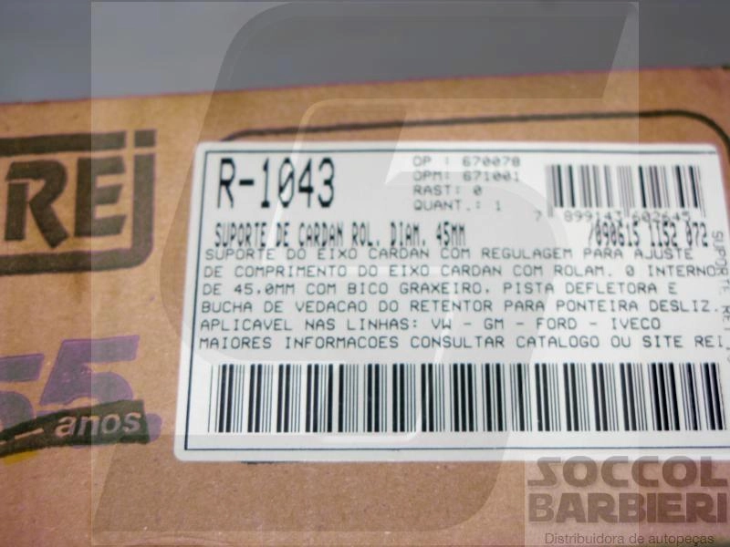 SUPORTE EIXO CARDAN COM ROLAMENTO VW 12.170/14.150/14.170/14.200/16.200/16.210/16.220/22.140 45MM IMPORTADO
