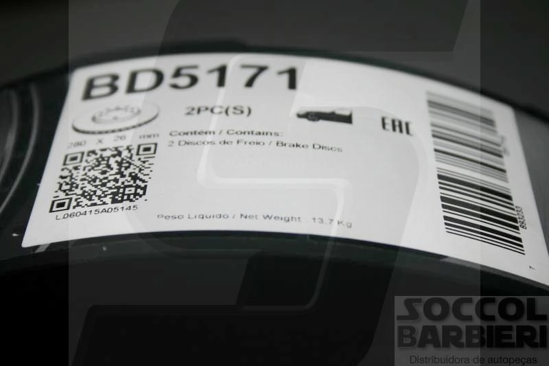 DISCO FREIO DIANTEIRO VENTILADO 280MM HYUNDAI I30 2.0 16V 09/ IX35 10/ TUCSON 05/ SOUL