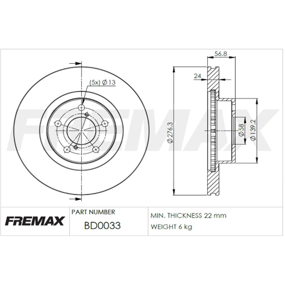 DISCO FREIO DIANTEIRO VENTILADO 276MM SUBARU FORESTER 2.0 98/02 IMPREZA 20/ LEGACY 276M