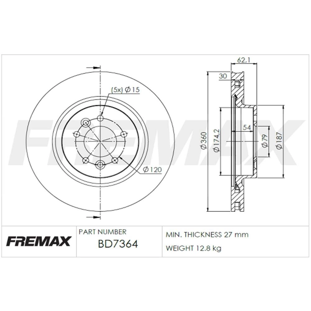 DISCO FREIO DIANTEIRO VENTILADO 360MM LAND ROVER DISCOVERY 3 05/09 4 2010/ RANGE 07/