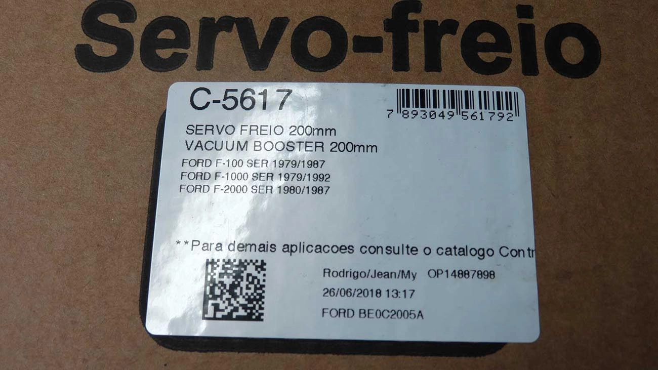 SERVO FREIO 200MM FORD F-100 79/87 F-1000 79/92 F-2000 80/87