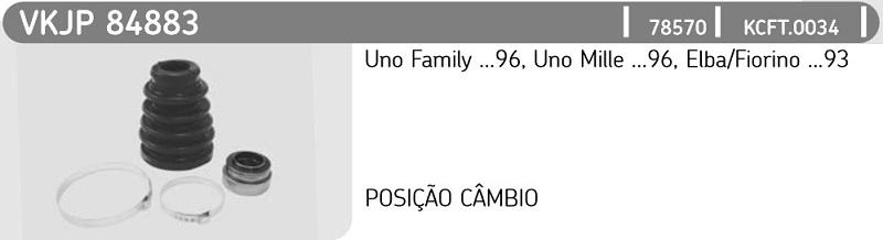 KIT REPARO COIFA HOMOCINÉTICA LADO CÂMBIO COM ROLAMENTO FIAT UNO/PREMIO/ELBA/FIORINO 91/95