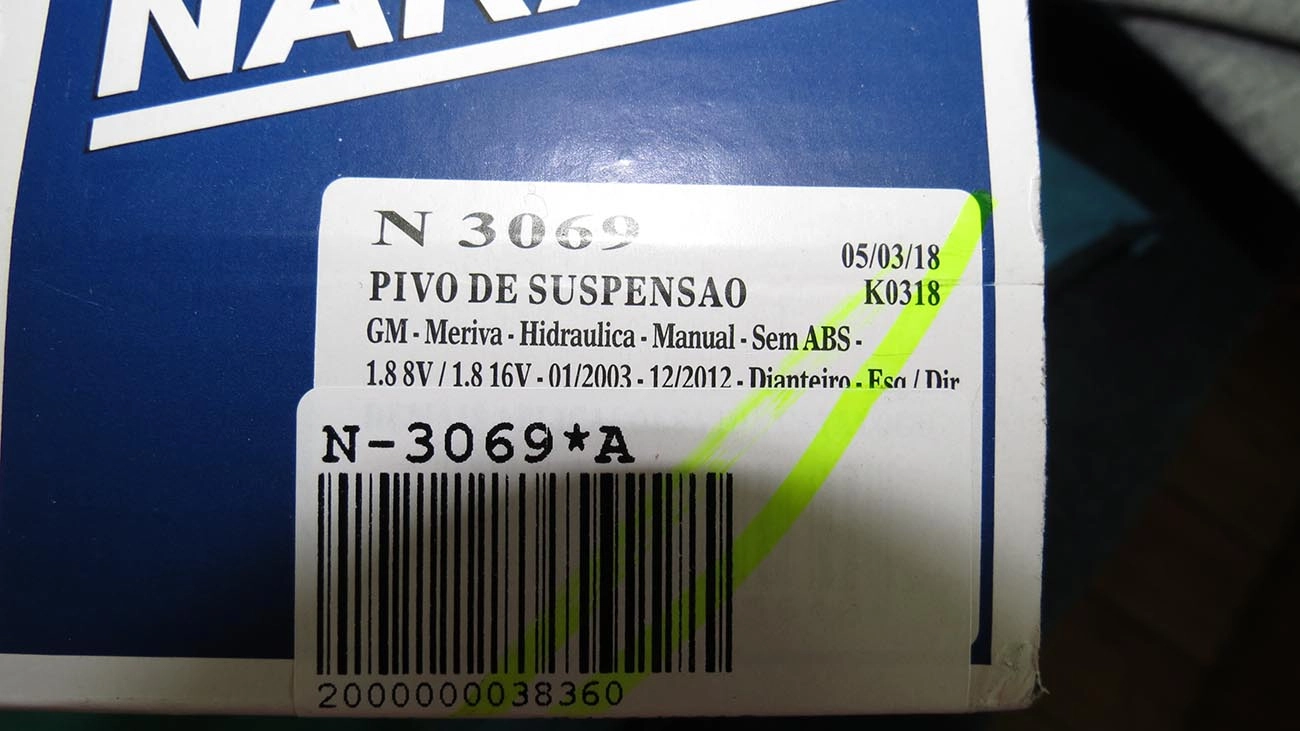PIVÔ SUSPENSÃO DIREITO/ESQUERDO GM MERIVA 2002/2012 TODOS LD/LE