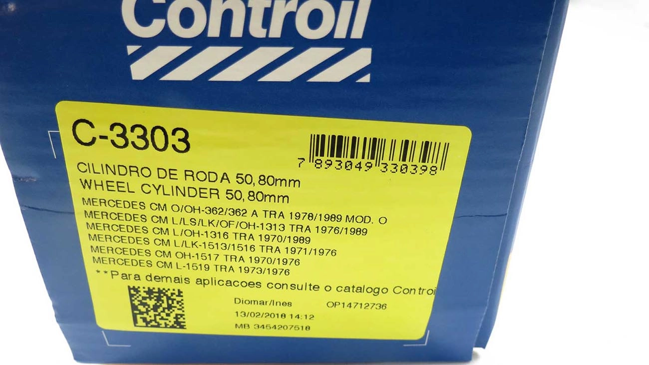 CILINDRO RODA FREIO TRASEIRO DIREITO/ESQUERDO 2P 50,80MM TRASEIRA MB 1313/1316/1513/1516/1517 76/89 1519 73/90 362 78/89