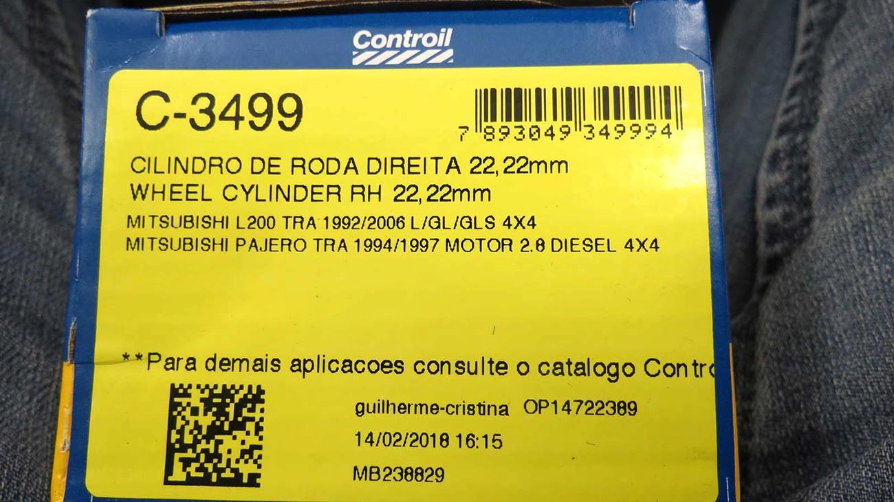 CILINDRO RODA FREIO TRASEIRO LADO DIREITO TRASEIRA DIREITA MITSUBISHI L-200 4X4 92/ EXCETO SPORT 7/8 22,22MM