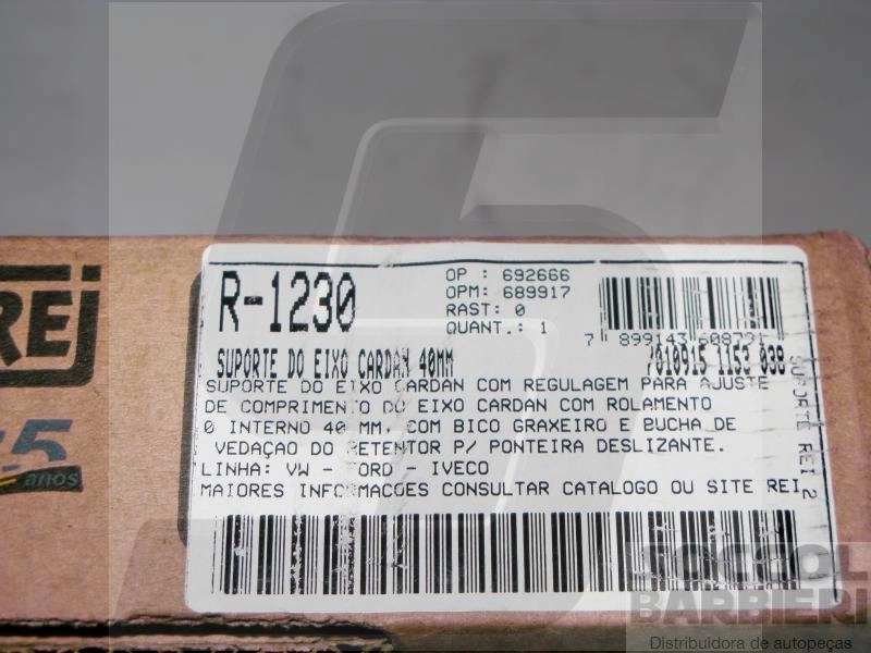 SUPORTE DO CARDAN FORD F-350/4000 2009/2010 - VW DELIVERY 5.140/8.150 - 40MM S/TROCA DE REFIL