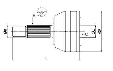 HOMOCINÉTICA RODA COM ABS RENAULT MEGANE/SCENIC 2.0 16V 01/06 - 25/23 ESTRIAS TRAVA EXTERNA