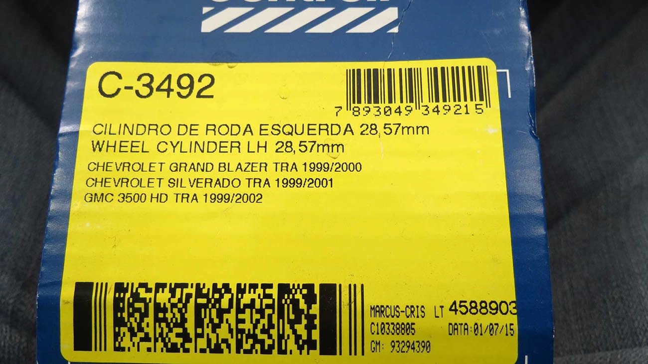 CILINDRO RODA FREIO TRASEIRO LADO ESQUERDO TRASEIRA ESQUERDA GM SILVERADO/GRAND BLAZER/3500 99/ 1.1/8 28,57MM