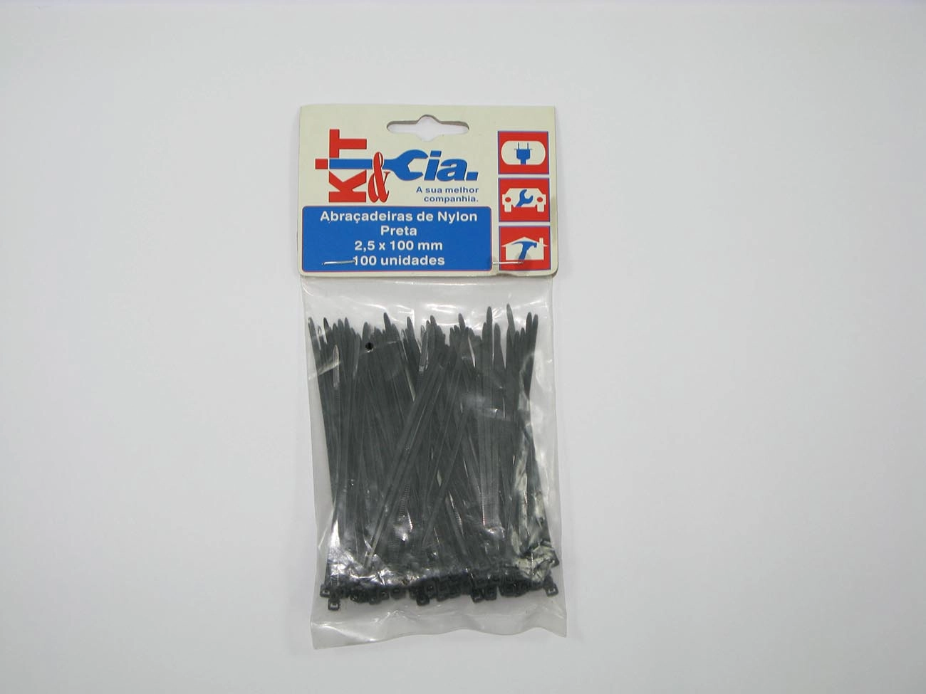 KIT ABRAÇADEIRAS COM 100 NYLON 100MMX2.5MM ABRACADEIRAS C/100 PRETA MEDIDA 2.5X100MM