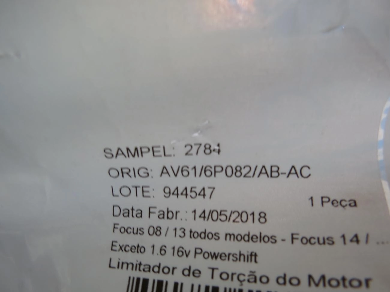 LIMITADOR TORÇÃO INFERIOR MOTOR/CÂMBIO FORD FOCUS 08/13 - NOVO FOCUS 14/ EXCETO 1.6 16V POWERSHIF