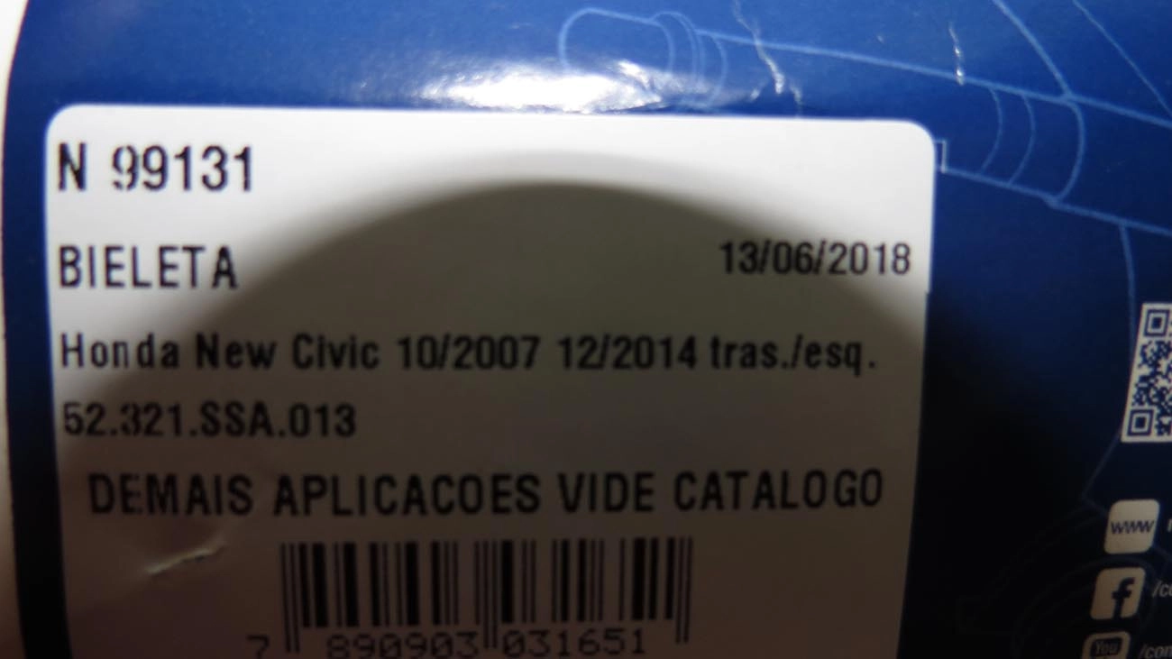 BIELETA TRASEIRA ESQUERDA HONDA NEW CIVIC 2007/2016