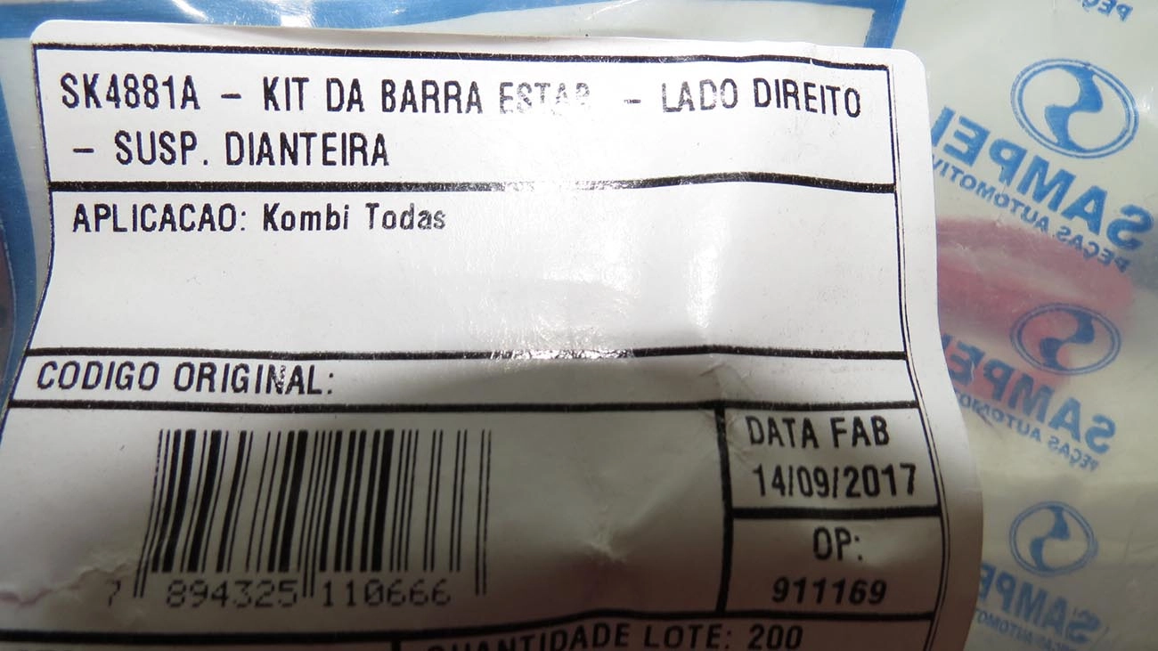 KIT BUCHAS DO ESTABILIZADOR DIANTEIRO DIREITO VW KOMBI 57/2014