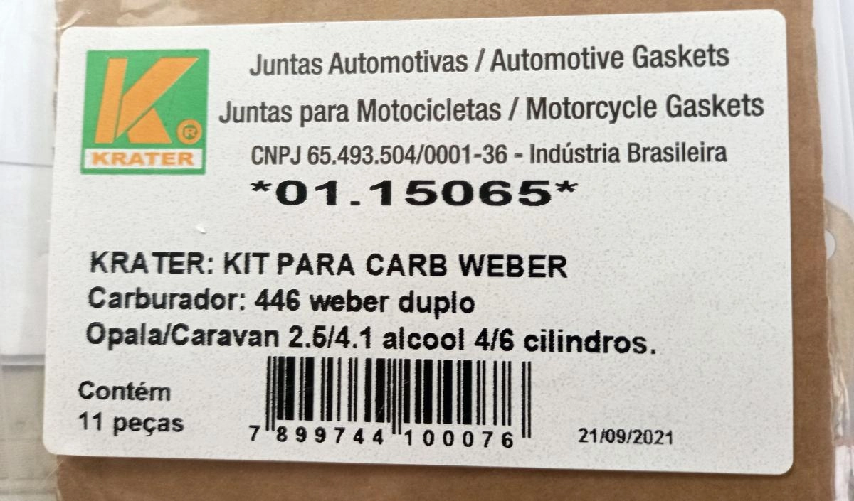 KIT/REPARO CARBURADOR WEBER 446 DUPLO ÁLCOOL 4 6 CILINDROS GM OPALA/C-10
