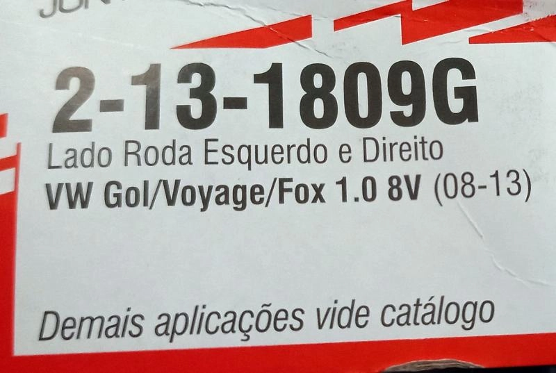 KIT REPARO COIFA HOMOCINÉTICA LADO RODA 24X80X105MM VW NOVO GOL/VOYAGE 1.0 08/19 FOX 10/19 SEM ABS