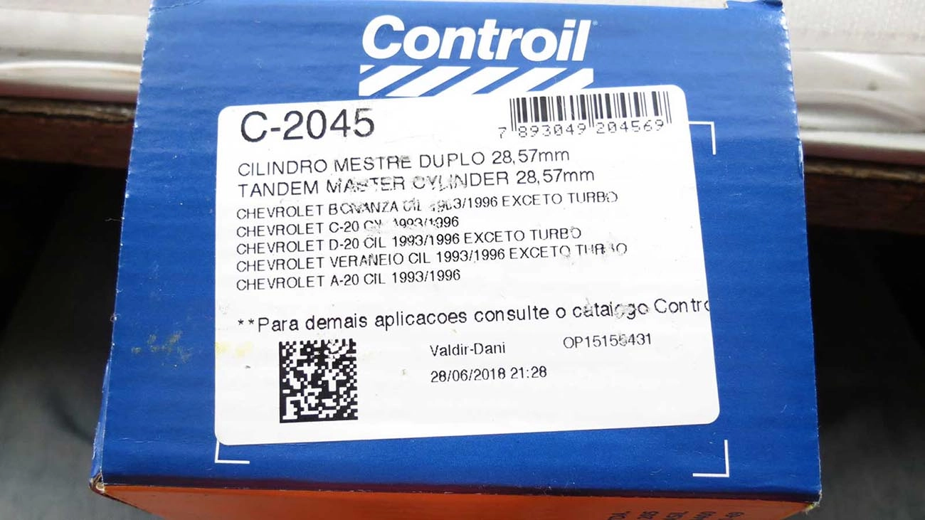 CILINDRO MESTRE FREIO SEM ABS DUPLO 28.57MM GM A/C/D-20/VERANEIO/BONANZA 93/96 1-1/8