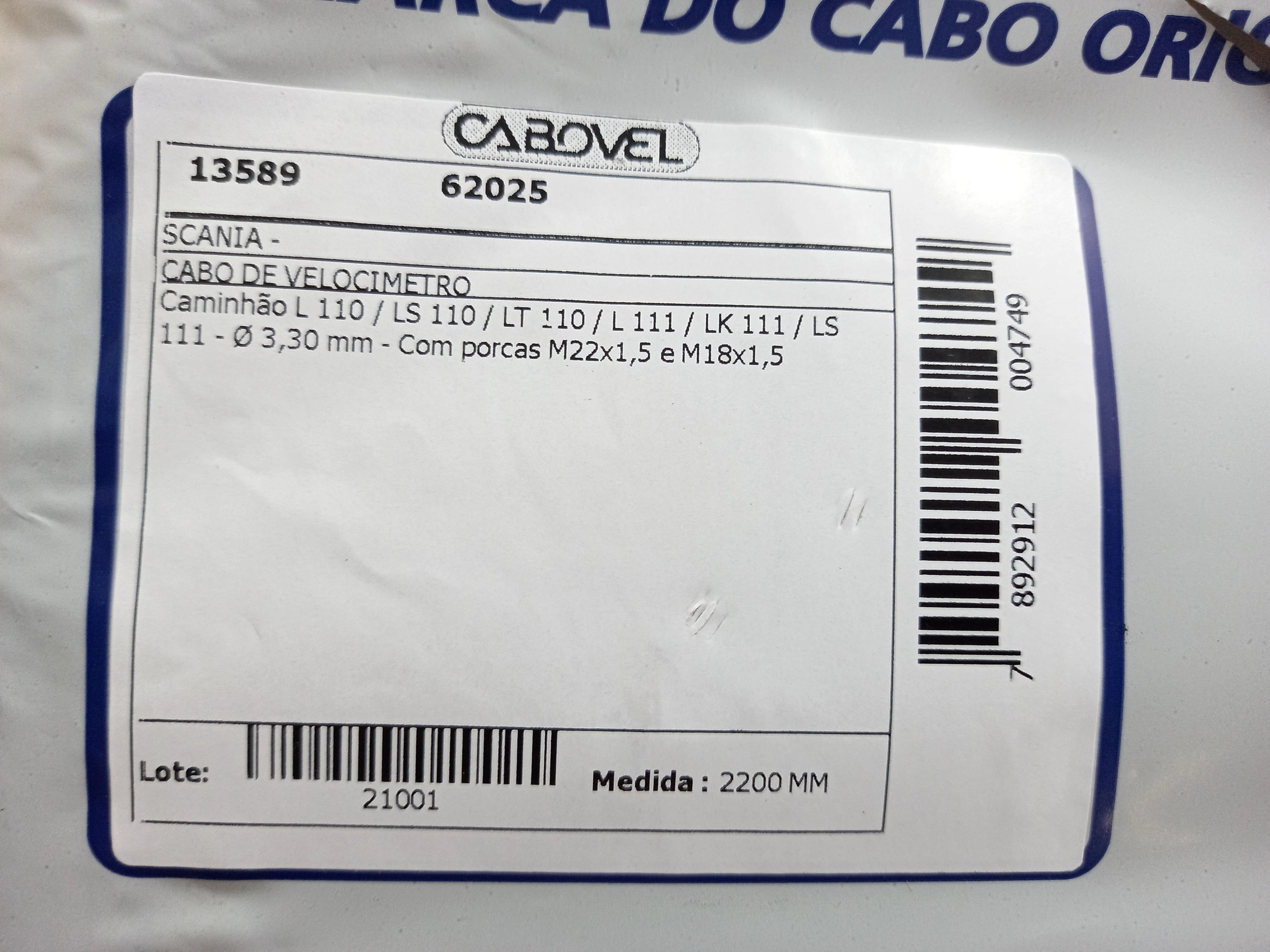 CABO VELOCIMETRO SCANIA L 110/LS 110/LT 110/L 111/LK 111/LS 111 2200MM