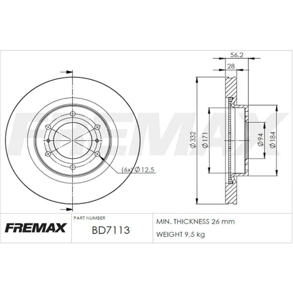 DISCO FREIO DIANTEIRO VENTILADO 332MM MITSUBISHI PAJERO FULL 3.2/3.8 2006/2014