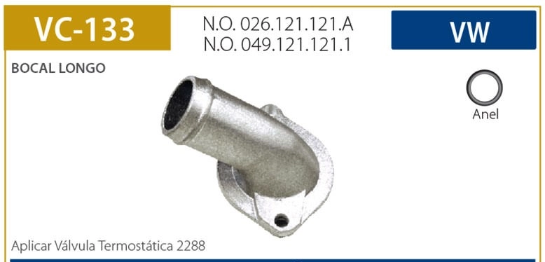 COTOVELO/FLANGE ALUMÍNIO VÁLVULA TERMOSTÁTICA BOCAL LONGO ALUMINIO VALVULA TERMOSTATICA VW GOL/VOYAGE/SANTANA 85/ POLO CLASSIC/LOGUS AP