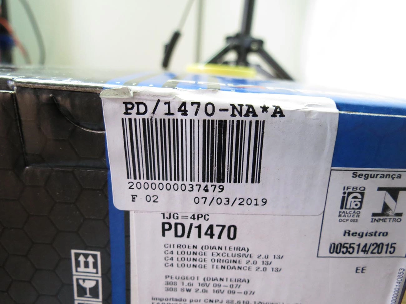 PASTILHA DE FREIO DIANTEIRA CITROEN C4 2.0 16V 13/ - PEUGEOT 408 2.0 16V 11/ - 308 1.6/2.0 16V 11/