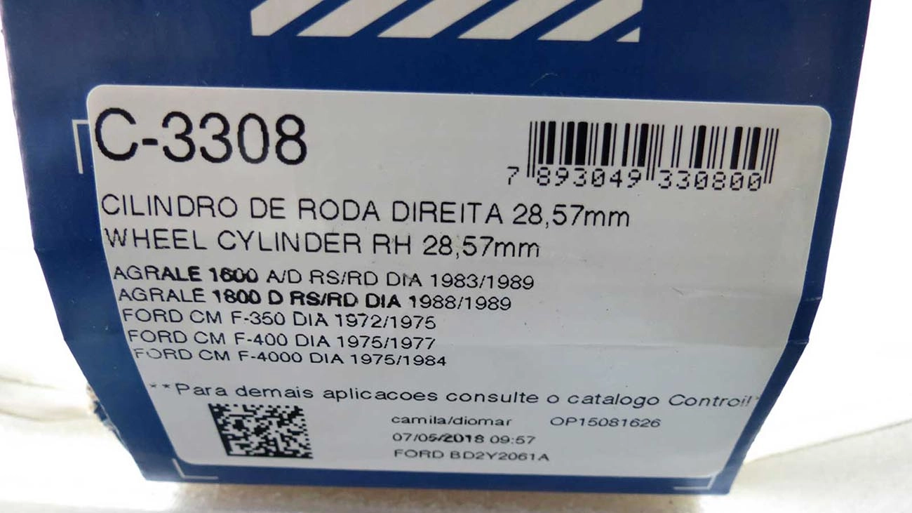 CILINDRO RODA FREIO DIANTEIRO LADO DIREITO DIANTEIRA DIREITA AGRALE 1600/1800 90/ FORD F-350/400/4000 72/84 1-1/8 28,57MM