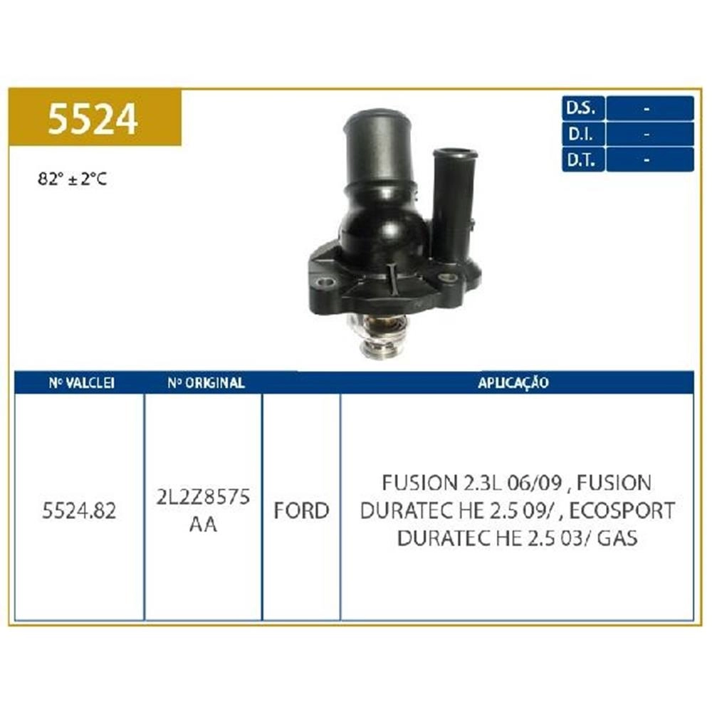 VÁLVULA TERMOSTÁTICA FLANGE PLÁSTICO FORD ECOSPORT 03/ - FOCUS 05/08 - FUSION 06/ - DURATEC