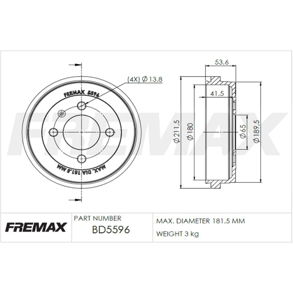 TAMBOR FREIO TRASEIRO VW NOVO GOL 1.0/1.6 2013/ GERACAO S/CUBO 180MM
