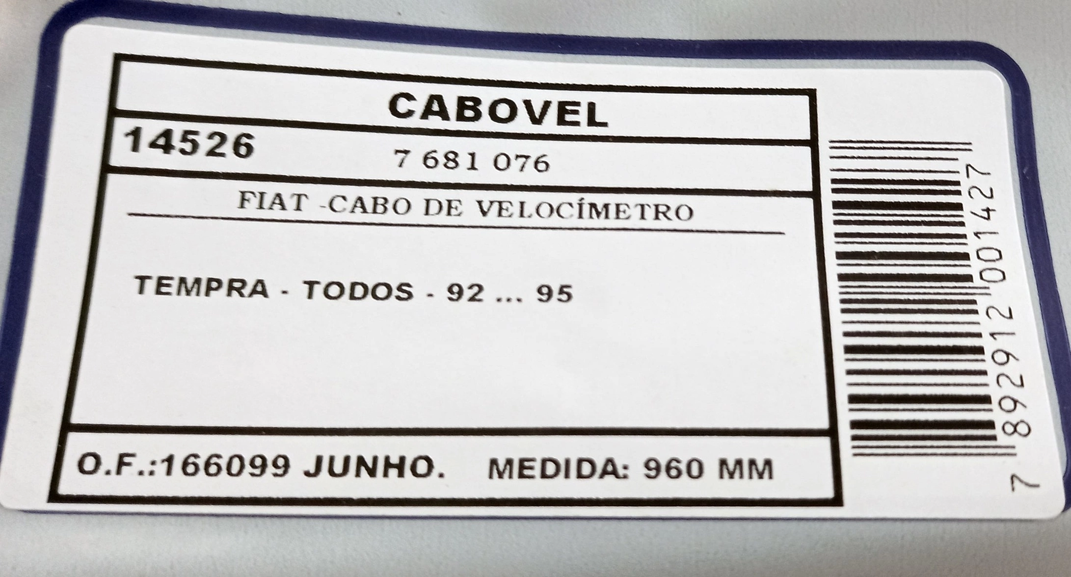 CABO VELOCIMETRO FIAT TEMPRA - TODOS 92/95 960MM