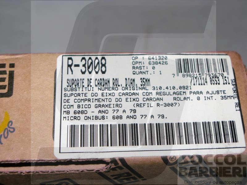 SUPORTE EIXO CARDAN COM ROLAMENTO MB 608 77/79 35MM