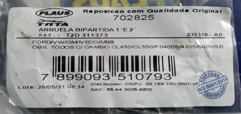 ARRUELA BIPARTIDA ENGRENAGEM - FORD/VW/GM/IVECO/MBB - 1° / 2°