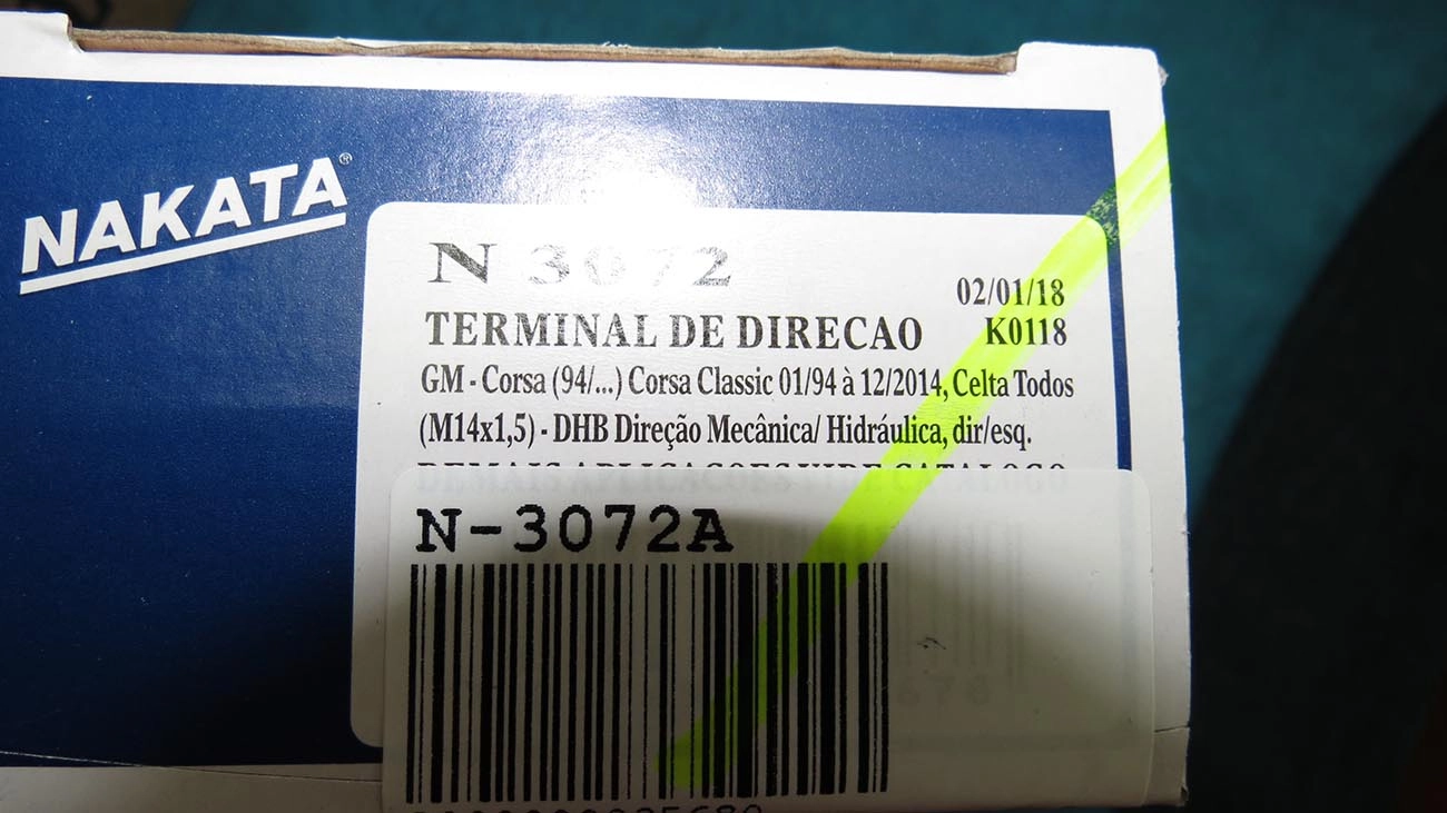 TERMINAL DIREÇÃO DIREITO/ESQUERDO DHB M14X1,5 GM CELTA PRISMA 06/12 CORSA 98/02 CLASSIC TODOS TIGRA 94/ 14X1,5