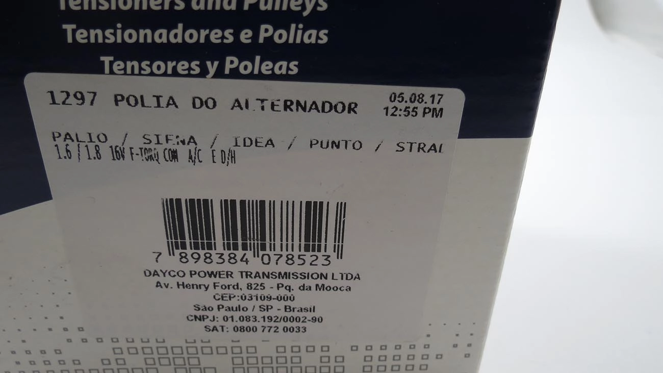 POLIA ALTERNADOR FIAT PALIO/SIENA/STRADA/IDEA/PUNTO/ARGO/TORO 1.6/1.8 16V 11/ E.TORQ - 8,30X65X26
