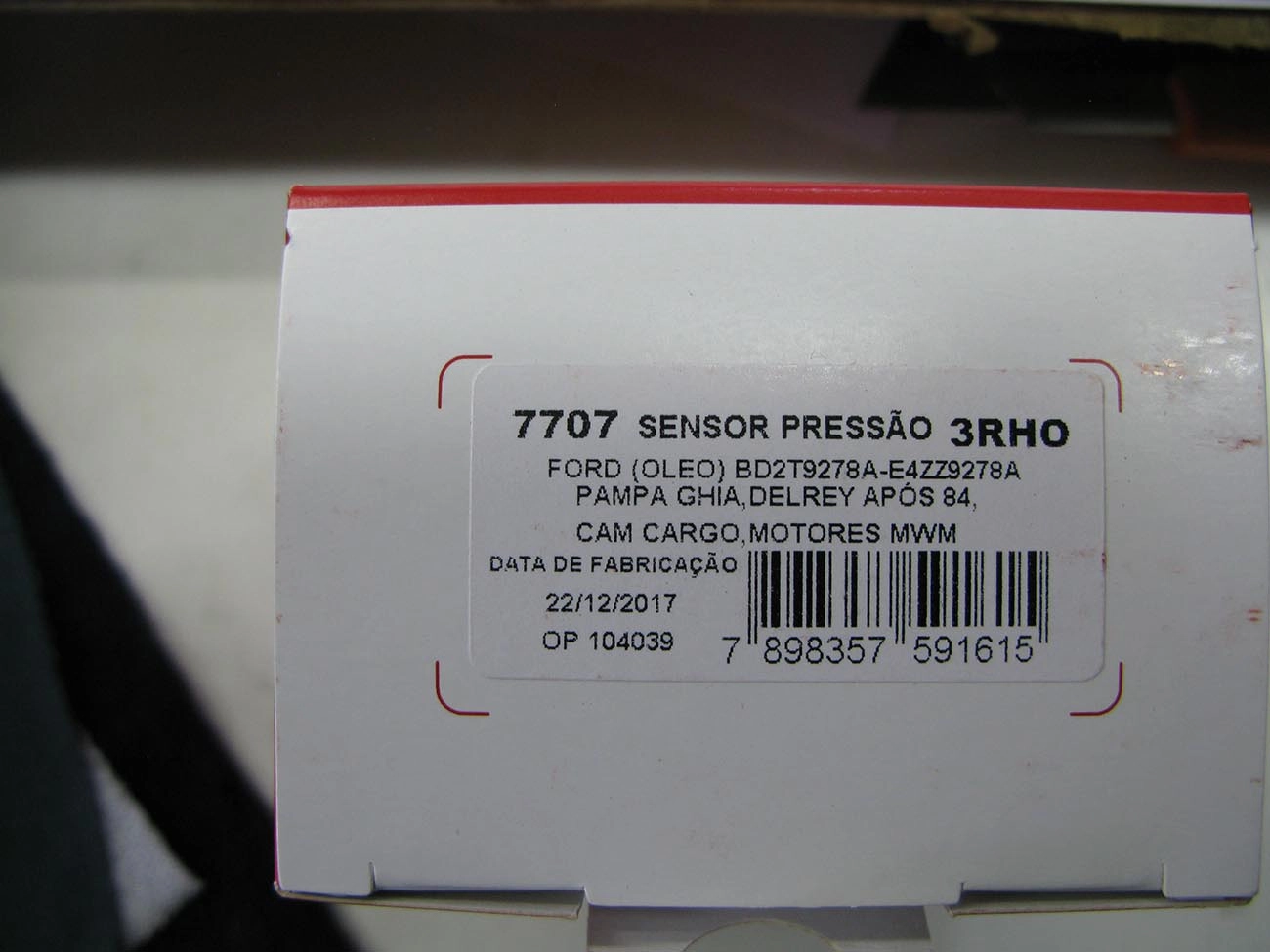 SENSOR MECÂNICO PRESSÃO ÓLEO PRESSAO OLEO FORD PAMPA/DEL REY 84/ CAMINHOES CARGO LINHA F TODOS MWM
