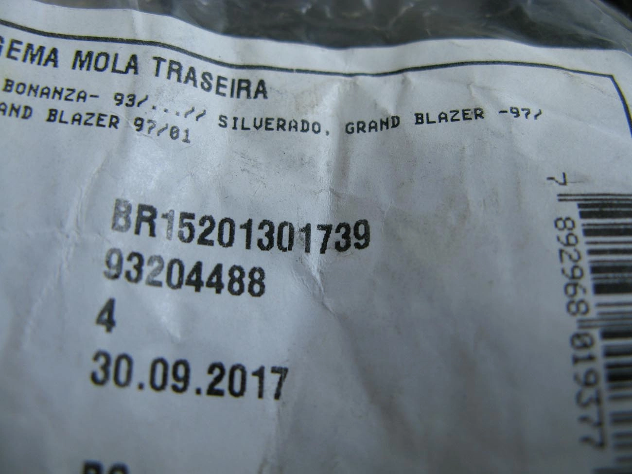 BUCHA TRASEIRA FEIXE MOLAS MOLA GM A/C/D-20 93/ SILVERADO 97/ LIGHT