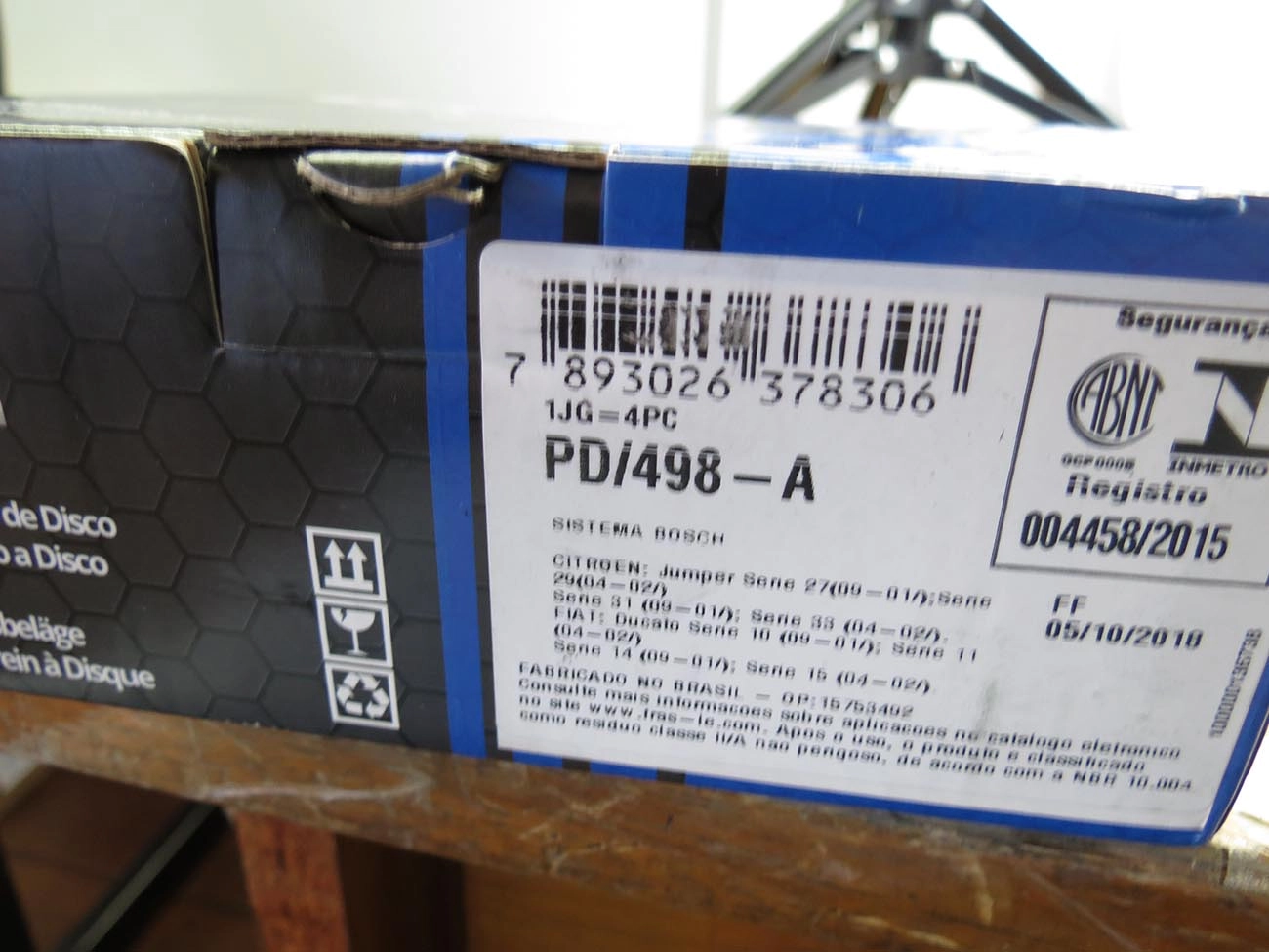 PASTILHA FREIO RODA DIANTEIRA COM ALARME FIAT DUCATO 2001/2005 CITROEN JUMPER