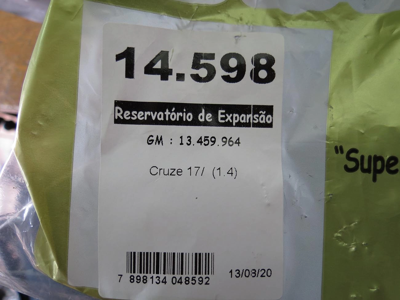 RESERVATÓRIO ÁGUA DO RADIADOR GM CRUZE 2017/