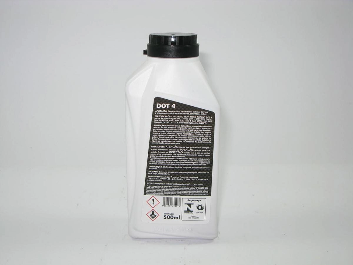 FLUIDO PARA FREIO 500ML DOT4 LEVEMENTE AMARELO 20 UNIDADES TIRRENO